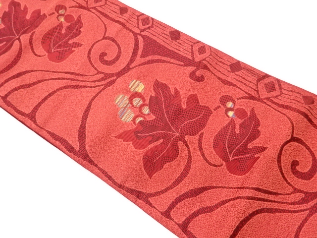 本場筑前博多果実に唐草・菱模様織出し名古屋帯